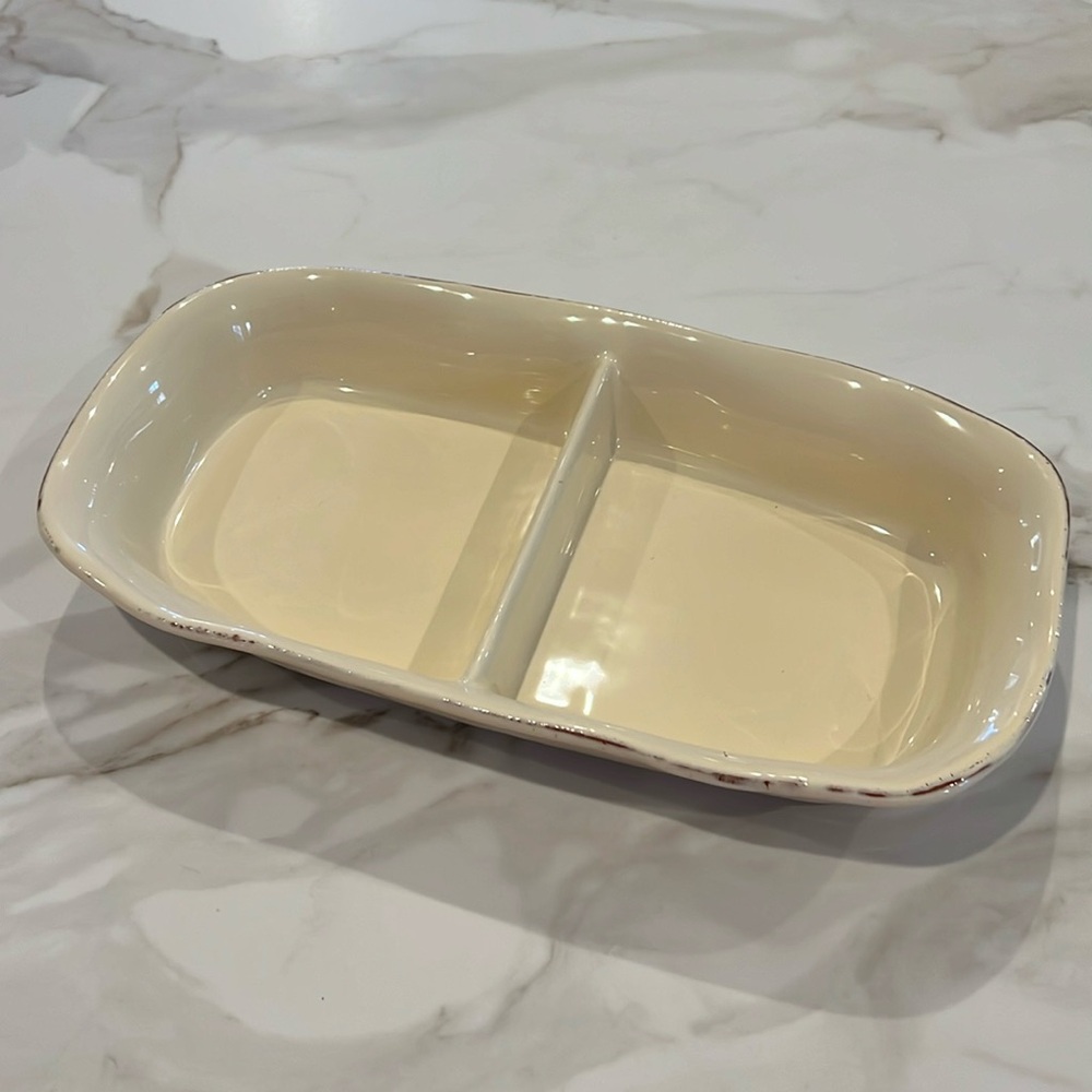Vietri Crema Divided Vegetable Server